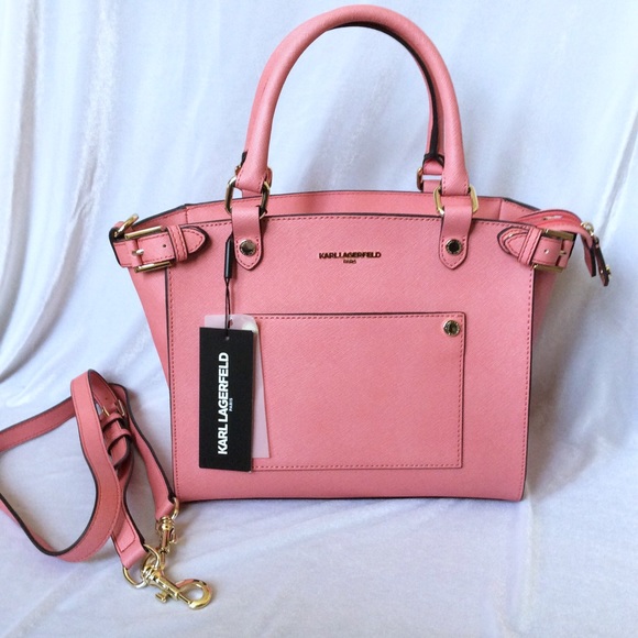 Karl Lagerfeld Handbags - Karl Lagerfeld Salmon Pink Leather Satchel NWT